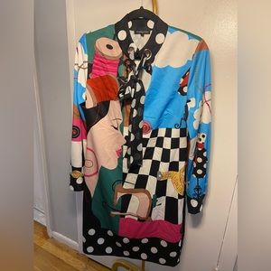 Colorful Allover Print Shirt Dress